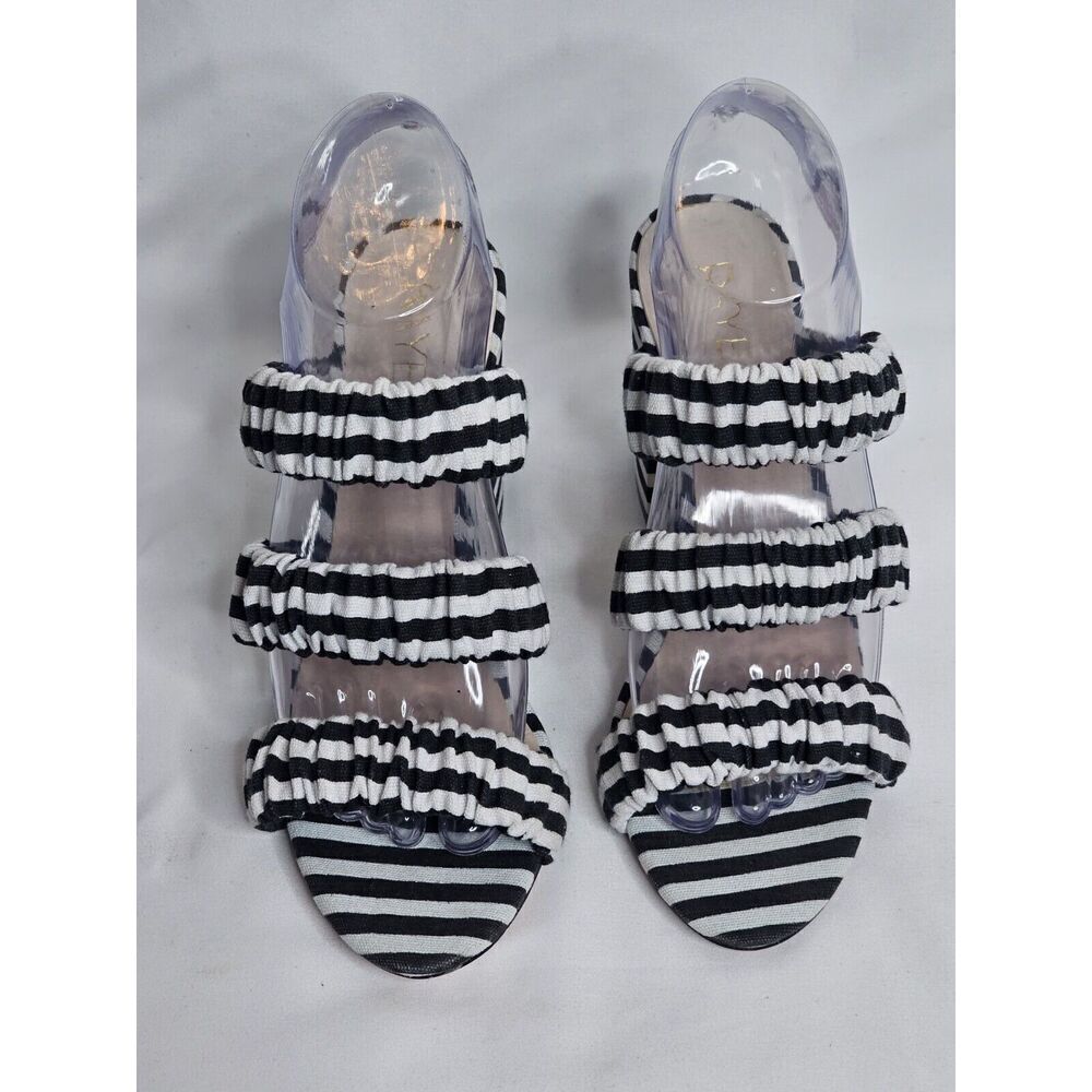 Raye Revolve Mimi Striped Black Strappy Heeled Mules Womens Size 8.5 - Picture 7 of 8